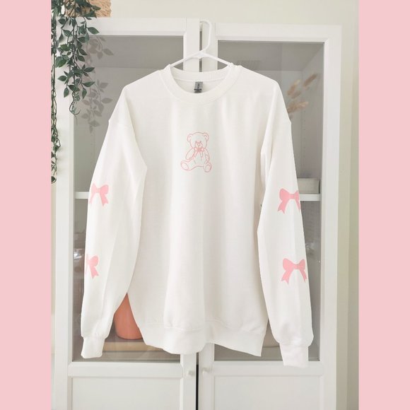 Teddy Bear Pink Bow Sweatshirt - Picture 7 of 9